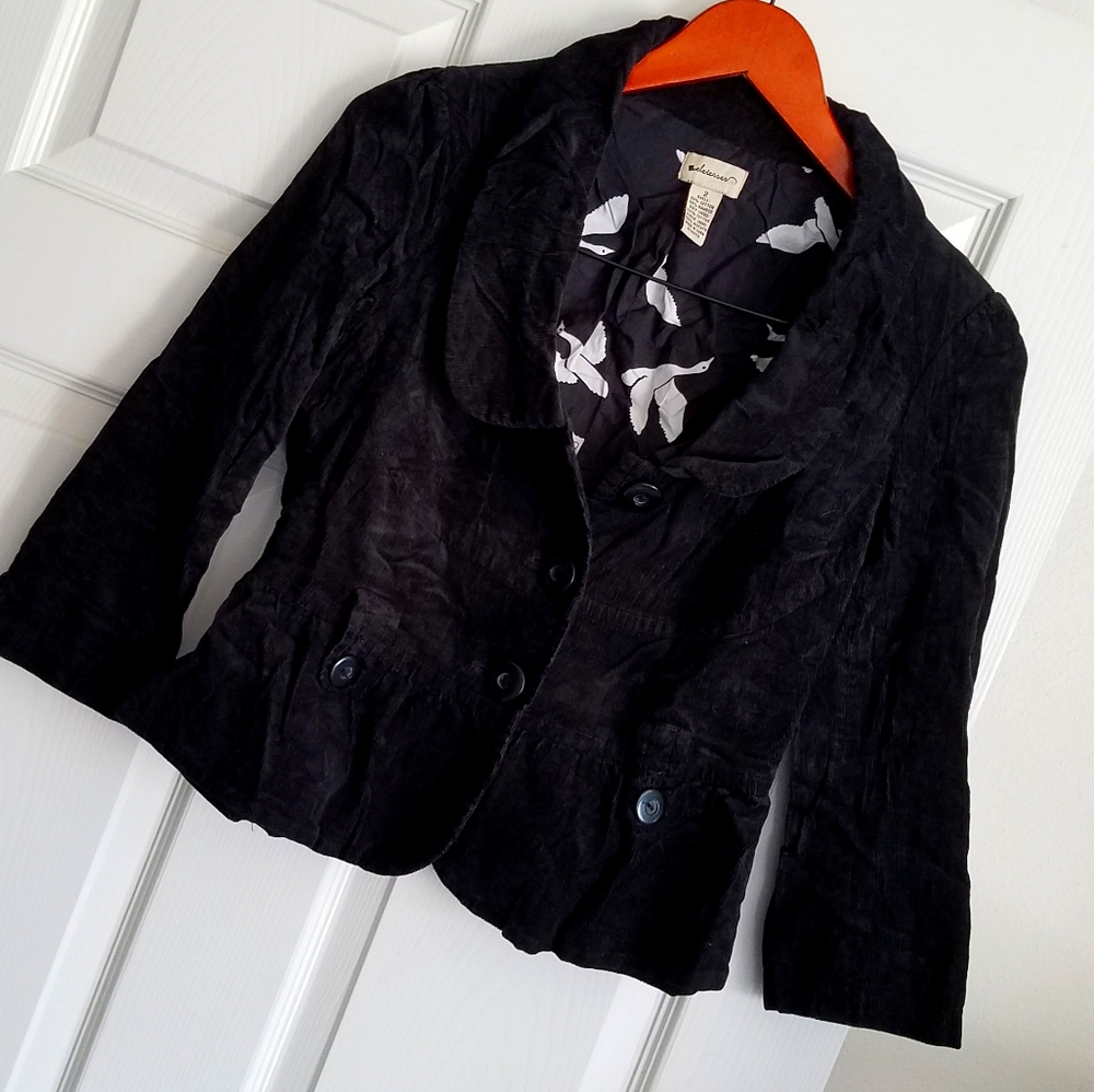 Elevenses 2 Anthro Velvet Corduroy Jacket Black